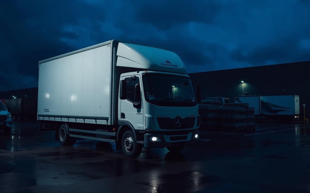 NE Drinks delivery lorry loading at the depot